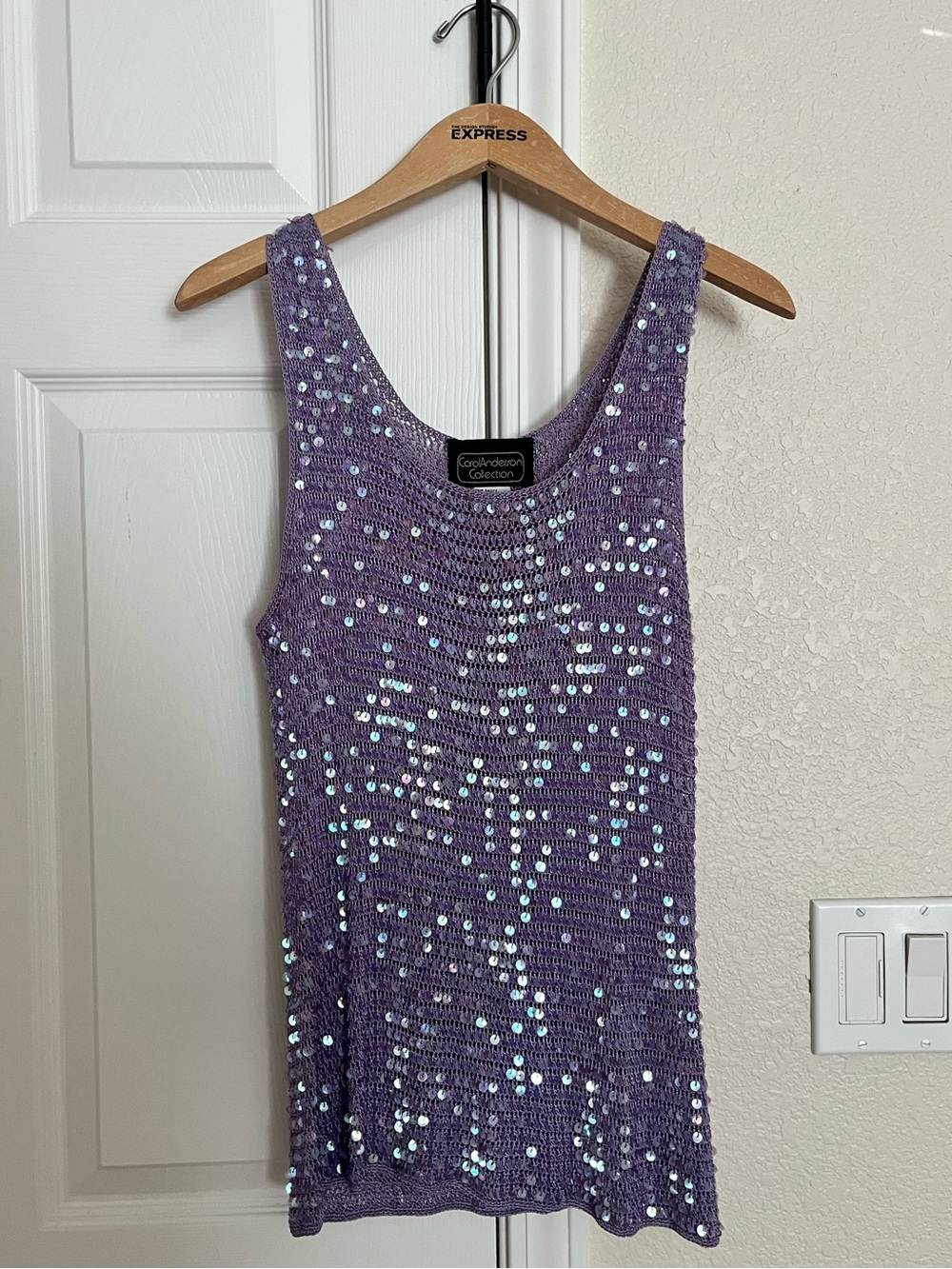 Purple Sequin Crochet Tank Top